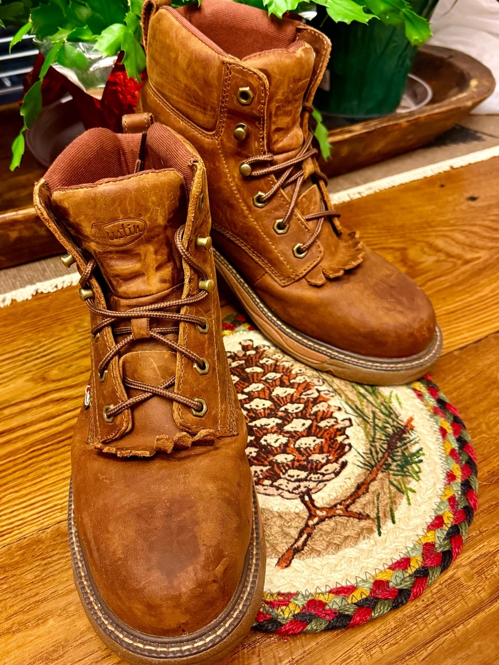 Justin SE466 Barley Brown Comp Toe Waterproof EH ASTM Work Boots 10D,  EUC!